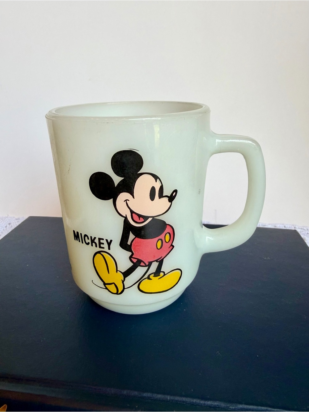 Vintage Anchor Hocking Fire-King Mickey Mouse Pepsi Collector Series Milk Glass